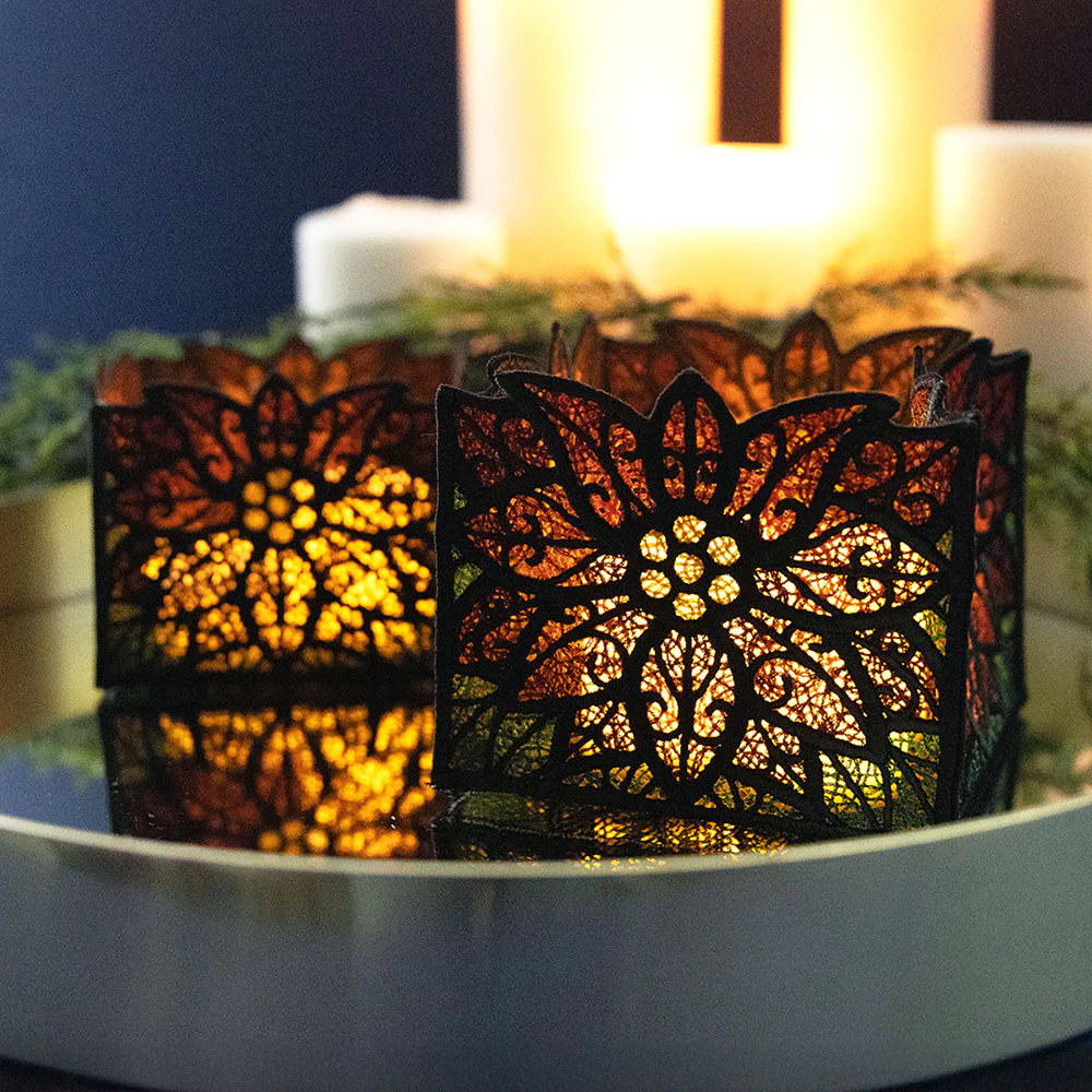 3D Poinsettia Lantern (Lace) - Image 3