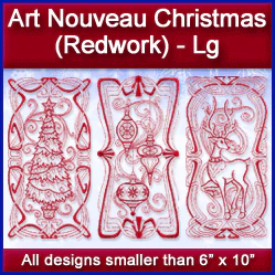 A Art Nouveau Christmas (Redwork) Design Pack - Image 2