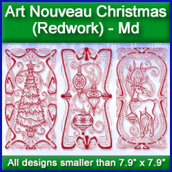 A Art Nouveau Christmas (Redwork) Design Pack - Image 3