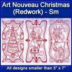 A Art Nouveau Christmas (Redwork) Design Pack - Image 4