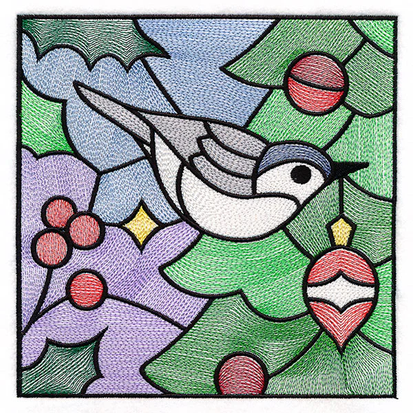 A Birds at Christmas Tree Scene Square 3 - Image 3