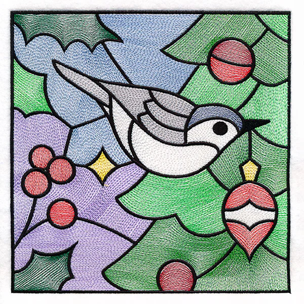 A Birds at Christmas Tree Scene Square 3 - Image 9