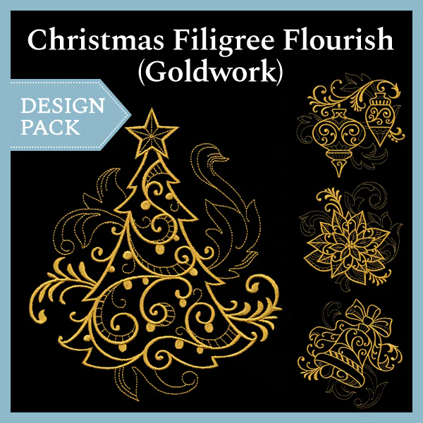 A Christmas Filigree Flourish (Goldwork) Design Pack - Image 3
