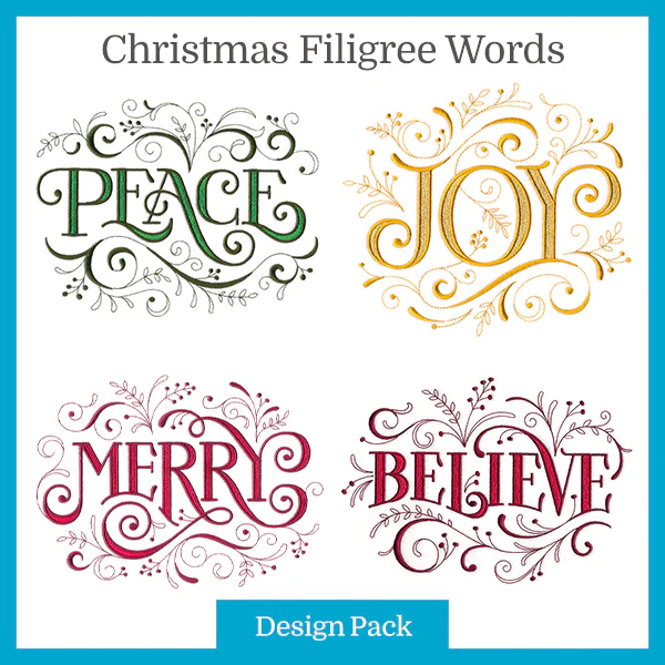 A Christmas Filigree Words Design Pack - Image 4