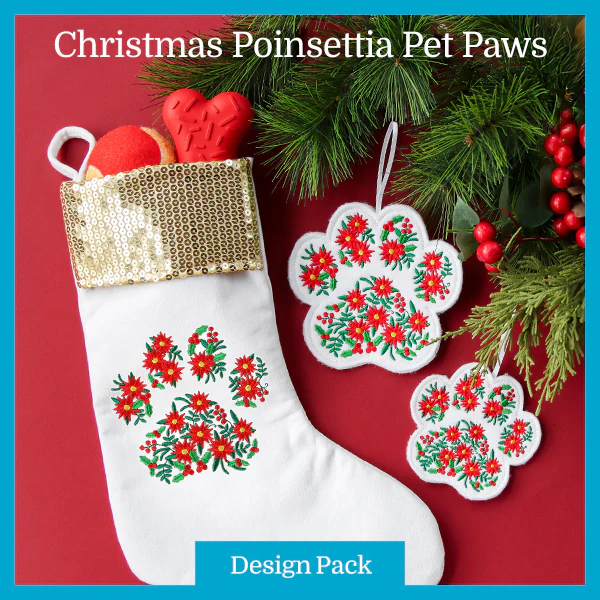 A Christmas Poinsettia Pet Paw Design Pack - Image 3