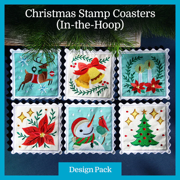 A Christmas Stamp Coasters (In-the-Hoop) Design Pack - Image 9