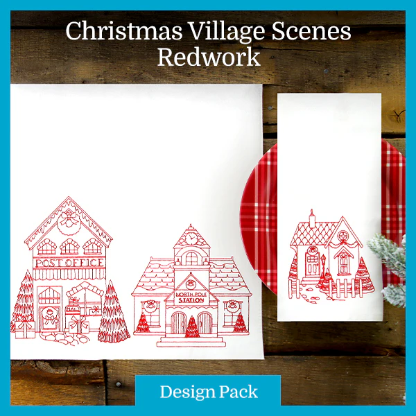 A Christmas Village Scenes (Redwork) Design Pack - Image 3
