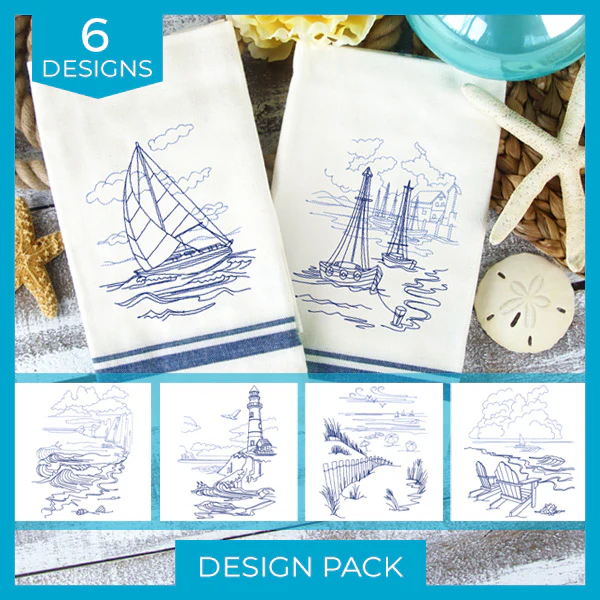 A Classic Beach Scenes (Bluework) Design Pack - Image 2