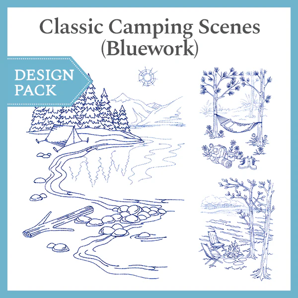 A Classic Camping Scenes (Bluework) Design Pack - Image 4