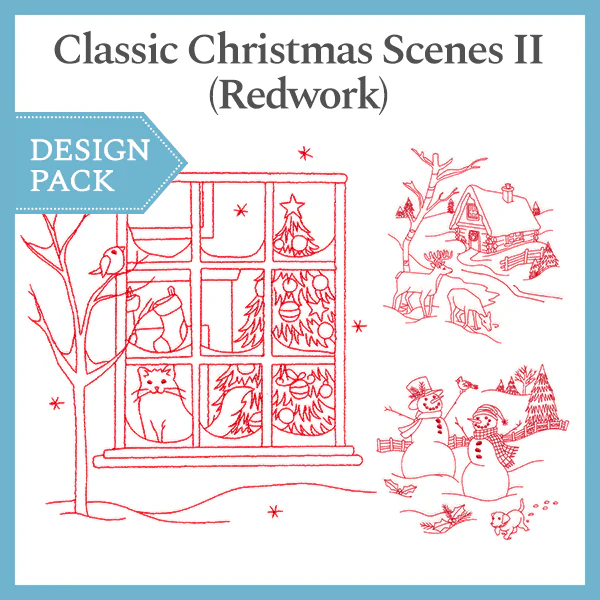 A Classic Christmas Scenes II (Redwork) Design Pack - Image 4