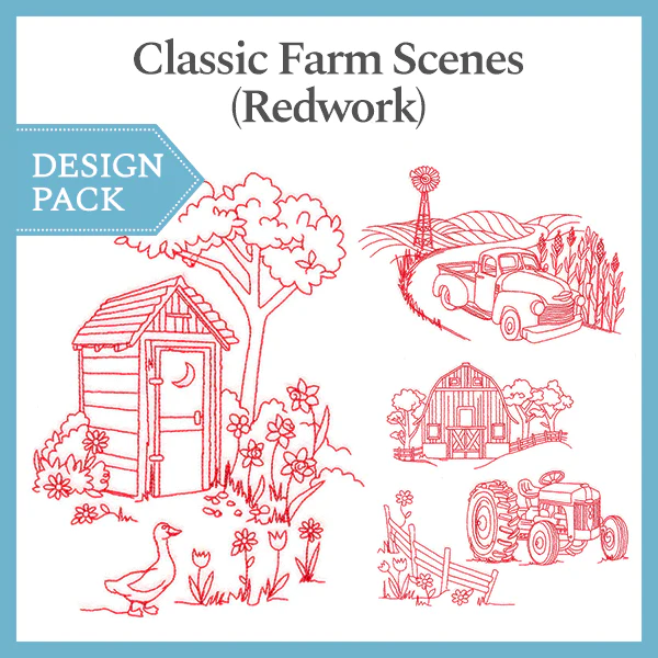 A Classic Farm Scenes (Redwork) Design Pack - Image 3