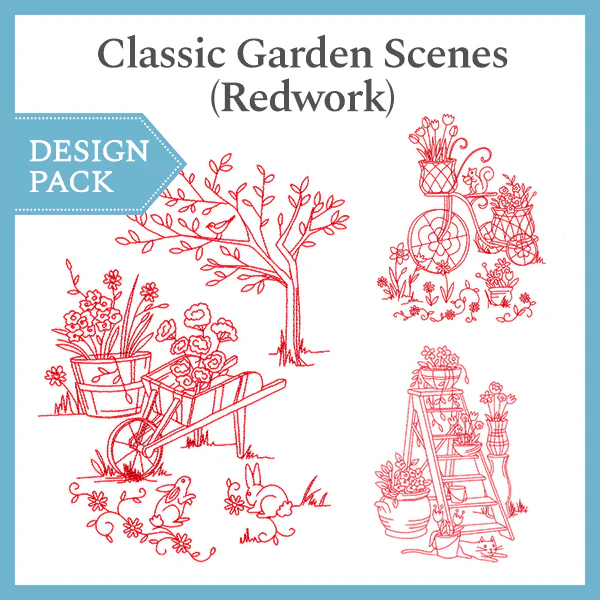 A Classic Garden Scenes (Redwork) Design Pack - Image 4