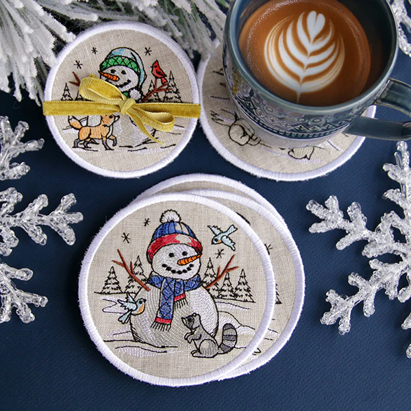 A Country Snowman Coasters (In-the-Hoop) Design Pack - Image 12