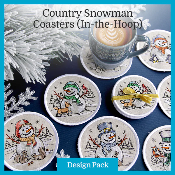 A Country Snowman Coasters (In-the-Hoop) Design Pack - Image 21
