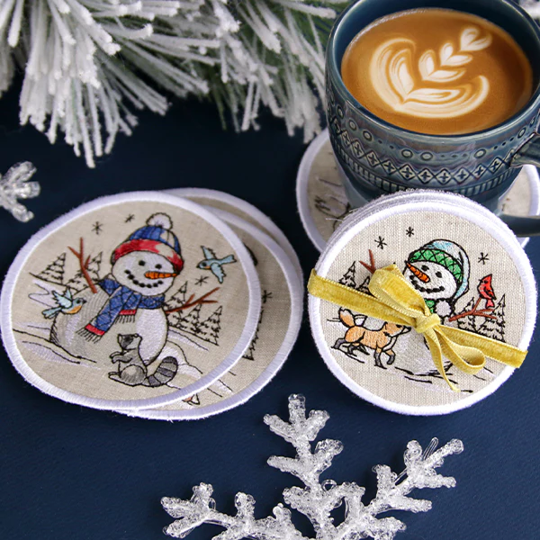 A Country Snowman Coasters (In-the-Hoop) Design Pack - Image 23
