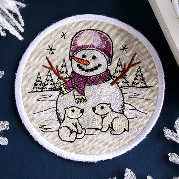 A Country Snowman Coasters (In-the-Hoop) Design Pack - Image 7