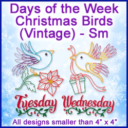 A Days of the Week Christmas Birds (Vintage) Design Pack - Image 2