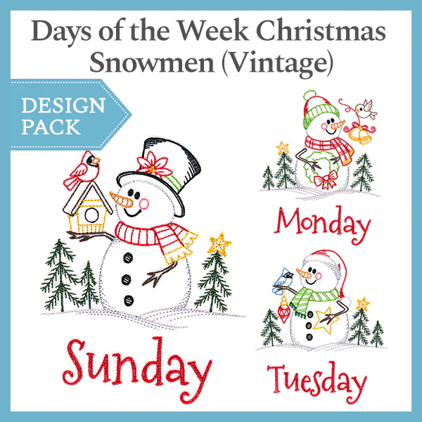 A Days of the Week Christmas Snowmen (Vintage) Design Pack - Image 2