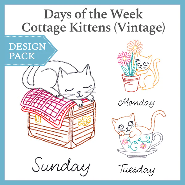 A Days of the Week Cottage Kittens (Vintage) Design Pack - Image 2