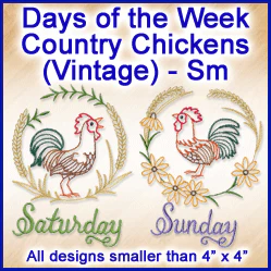 A Days of the Week Country Chickens (Vintage) Design Pack - Image 2