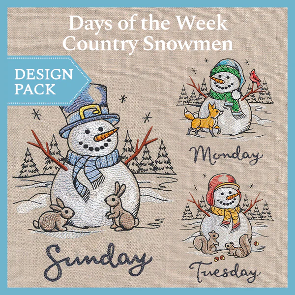 A Days of the Week Country Snowmen Design Pack - Image 2