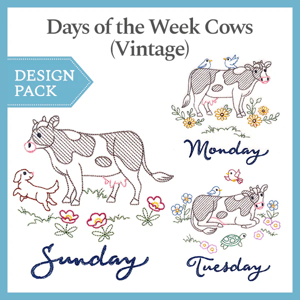 A Days of the Week Cows (Vintage) Design Pack - Image 2