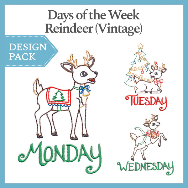A Days of the Week Reindeer (Vintage) Design Pack - Image 2