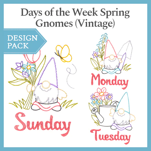 A Days of the Week Spring Gnomes (Vintage) Design Pack - Image 2