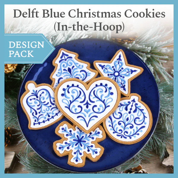 A Delft Blue Christmas Cookies (In-the-Hoop) Design Pack - Image 2