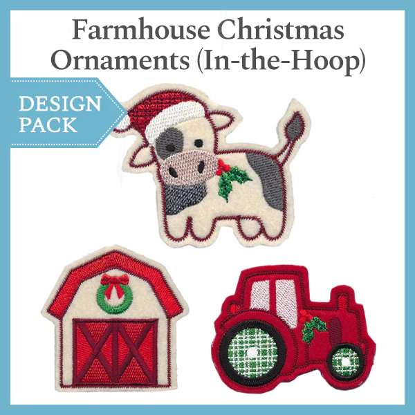 A Farmhouse Christmas Ornament Design Pack (In-the-Hoop) - Image 3