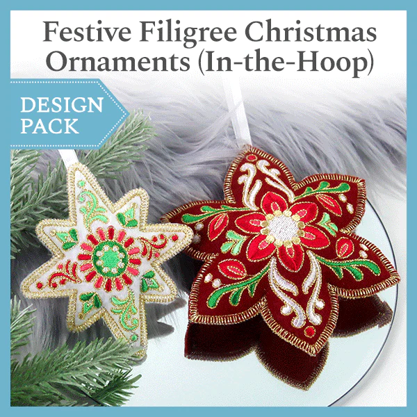 A Festive Filigree Christmas Ornament (In-the-Hoop) Design Pack - Image 2