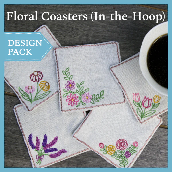 A Floral Coasters (In-the-Hoop) Design Pack - Image 3