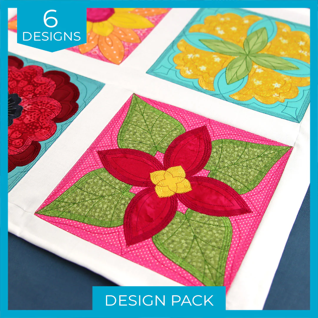 A Flowers in Bloom Quilt Block (In-the-Hoop) Design Pack - Image 2