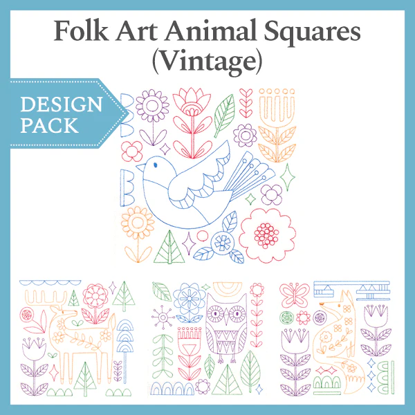 A Folk Art Animal Squares (Vintage) Design Pack - Image 2