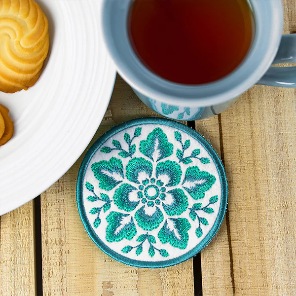 A Folk Flowers Coasters (In-the-Hoop) Design Pack - Image 6