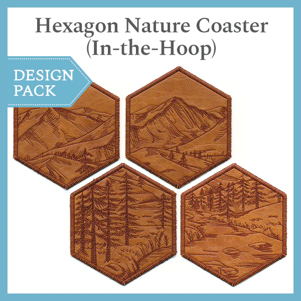 A Hexagon Nature Coaster (In-the-Hoop) Design Pack - Image 2