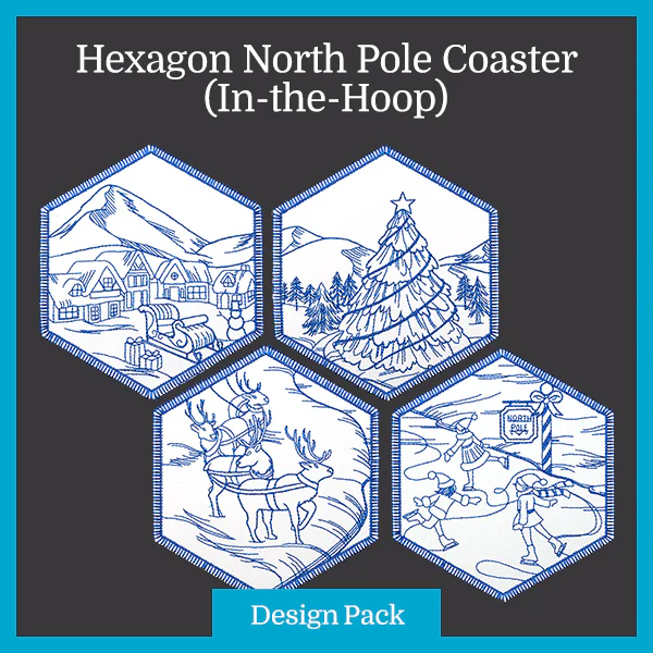 A Hexagon North Pole Coaster (In-the-Hoop) Design Pack - Image 2