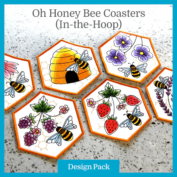 A Oh Honey Bee Coaster (In-the-Hoop) Design Pack - Image 6