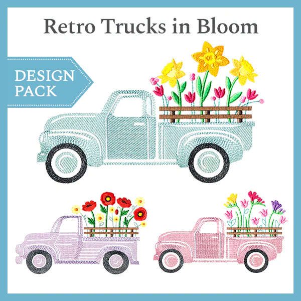 A Retro Trucks in Bloom Design Pack - Image 2