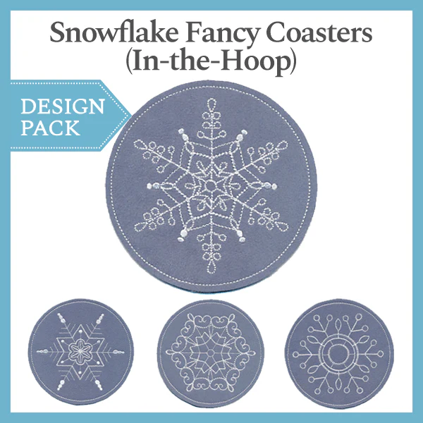 A Snowflake Fancy Coasters (In-the-Hoop) Design Pack - Image 3