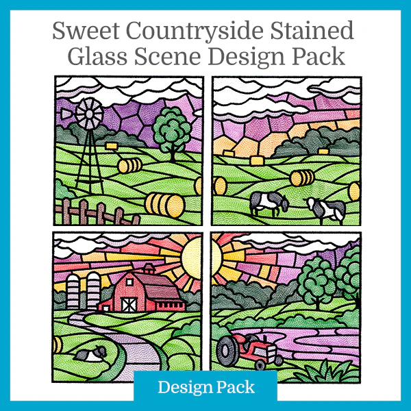 A Sweet Countryside Stained Glass Scene Design Pack - Image 4