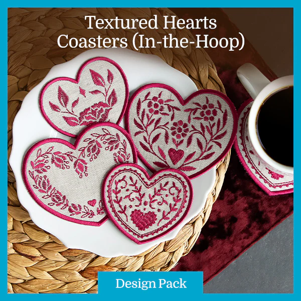 A Textured Hearts Coasters (In-the-Hoop) Design Pack - Image 7