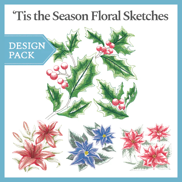 A 'Tis the Season Floral Sketches Design Pack - Image 4