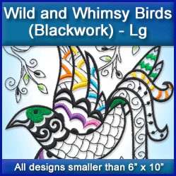 A Wild and Whimsy Blackwork Birds Design Pack - Image 2