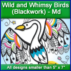 A Wild and Whimsy Blackwork Birds Design Pack - Image 3