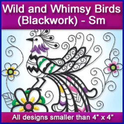 A Wild and Whimsy Blackwork Birds Design Pack - Image 4