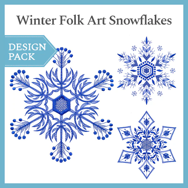 A Winter Folk Art Snowflake Design Pack - Image 2