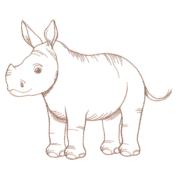 Adorable Baby Rhino Etching - Image 2