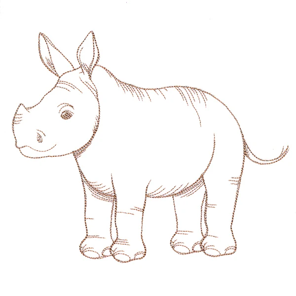 Adorable Baby Rhino Etching - Image 5