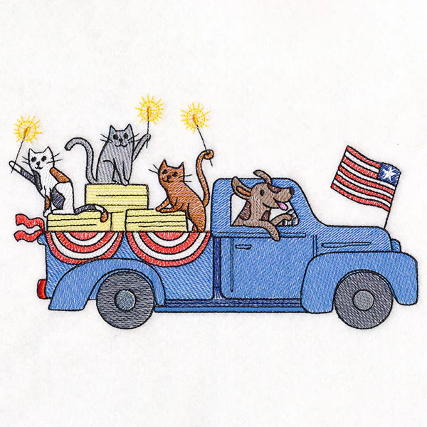 Americana Farm Parade - Cat and Dog Retro Truck - Image 3